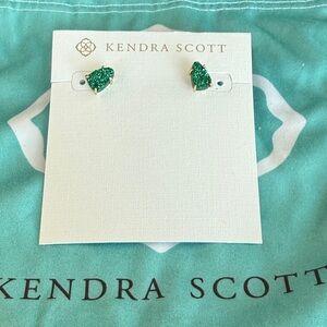 Kendra Scott Drusy Emerald Green Stud Earrings